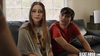 Gagging on cock🍆, hesitant teen blonde Laney Grey gets ravaged by BF