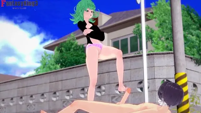 Cartoon chick Tatsumaki craves a 2-on-1 street corner gangbang