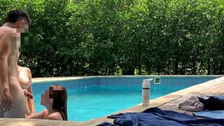 Two babes get saucy, splashdown with their new BFF for a sultry summer escapade