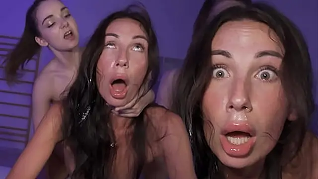 Teen Bimbo Squirts Everywhere As Rough FFM Sluts Pound Her Cervix Hard