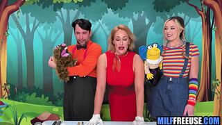 Blonde MILF & teen playacting on Sesame Street