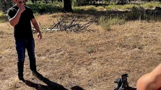 Two Hot Milfs Seduce A Hiker To Take His Cum