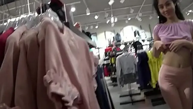 Public trio sex at the mall