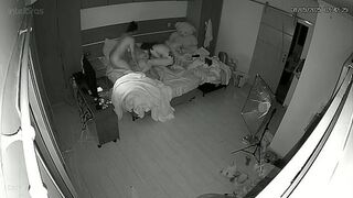 Threesome caught in intimate moments
