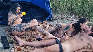 Spin the Bottle on the Beach – Unforgettable Holiday Sex with Two Stunning Girls - english subtitles