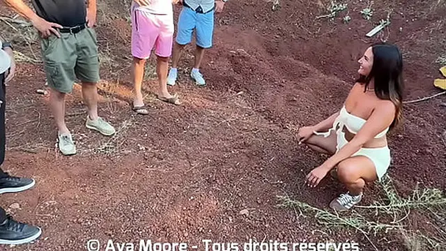 Hot French teen gets pounded by rough guys in the forest