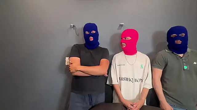 Skinny hotwife gets fucked in a gangbang in front of her husband